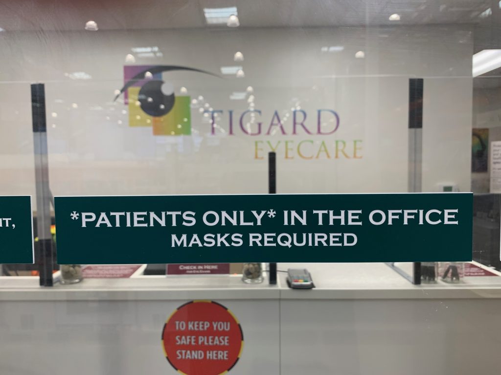 Masks required and please, Patients only.