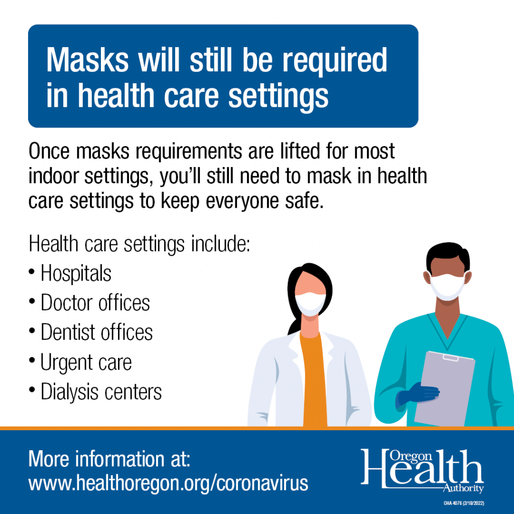 Mask mandate in Oregon drops March 12th; except for healthcare. You'll still need one for an eye exam.  Thank you for your patience and support. 